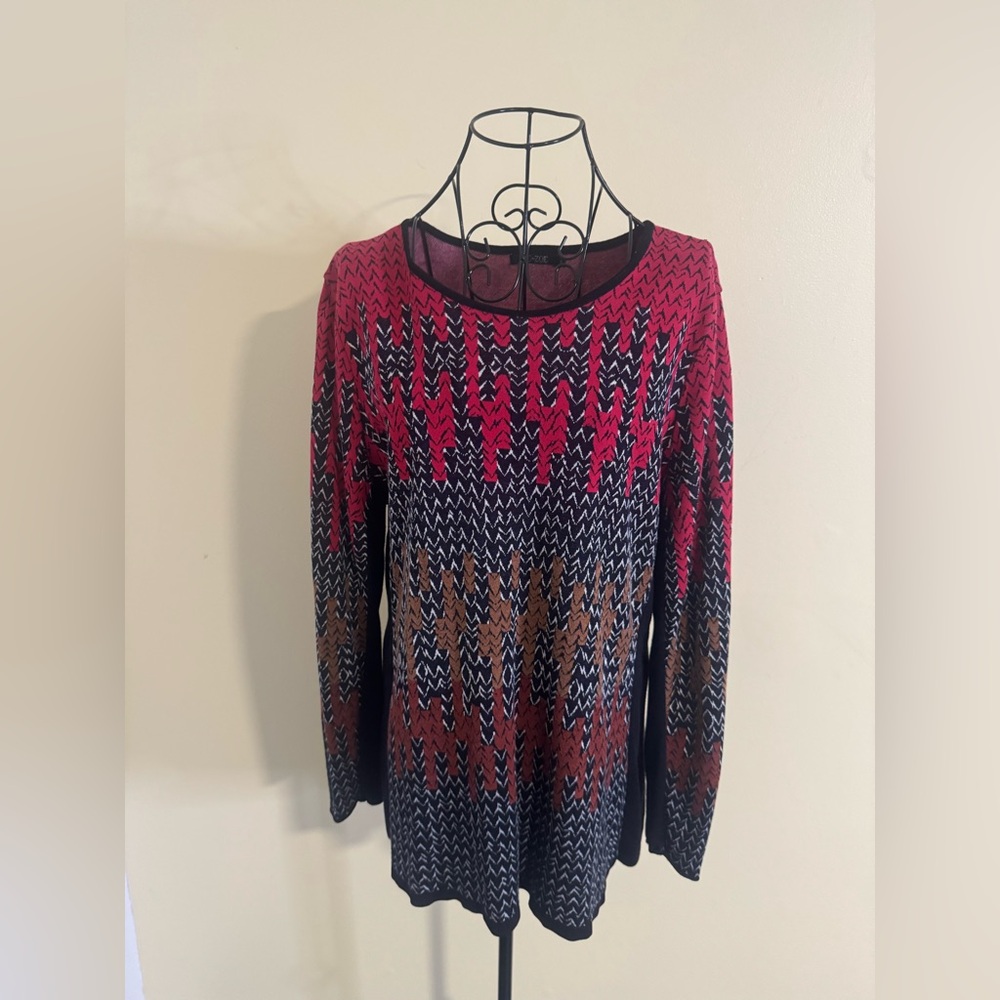 NIC & ZOE Knit Vibrant Geometric Sweater Size XL